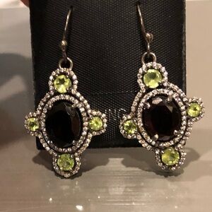 925 Smokey Quartz Peridot cz Earrings